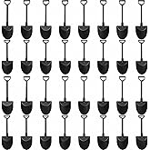 100Pcs Black Plastic Mini Ice Cream Spoons Dessert Shovels Pudding Yogurt Shovel Shape Spoons for Family or Party (4.7 Inch)