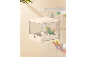 septillar Bird Feeder and Bath for Cage, Hanging Bird Bathtub Bath Shower Box Bowl, Bird Cage Accessories Suitable for Small Medium Birds, Parrots, Lovebirds, Finches, Parakeets, Mannikin (White)