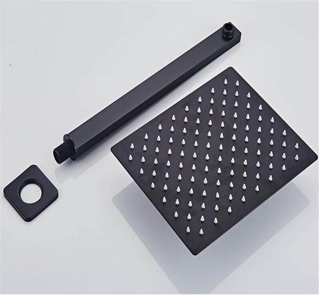 IRK-KVN Cabezal de Ducha de Lluvia Cuadrado Cromado Negro Ultrafino 2