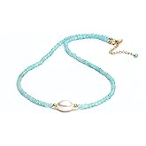 Gempires Gemstone Beaded Necklace with Freshwater Pearl Choker Style Jewelry Hypoallergenic Non Tarnish Gold Plated Crystal Beads Necklaces For Women