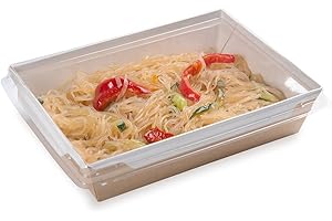 Restaurantware Cafe Vision 34 Ounce Take Out Food Containers 200 Click Lock Disposable Lunch Boxes - Clear Lids Sold Separately Hot And Cold Dishes Kraft Paper To Go Food Containers