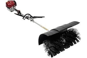Outdoor Gas Power Broom, 4-Stroke Handheld Sweeper for Lawn and Driveway Cleaning, Walk Behind Turf and Street Sweeper, Ideal