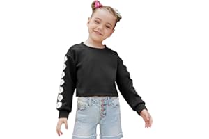 CHILDRENSTAR Girls Crop Tops Long Sleeve Daisy Cute Pullover Sweatshirt Kids For 3-13Y