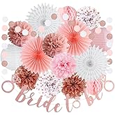 Pink Bachelorette Party Decorations Pink White Rose Gold Bridal Shower Decorations Rose Gold Bride To Be Banner Dusty Pink Paper Pom Poms Wedding Shower Engagement Party Decor