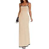 ZESICA Women's 2026 Summer Spaghetti Straps Maxi Dress Sleeveless Square Neck Lightweight Long Beach Dresses