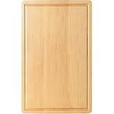 Vandroop Hard Maple Cutting Board for Kitchen - 16"x10"x1.06" | Reversible Wood Chopping Board with Juice Groove, Edge Grain Butcher Block