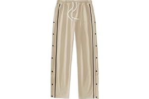 Men's Sweatpants Tear Away Basketball Sweat PantsHigh Split Snap Button Athletic Drawstring Sweatpants Jogger