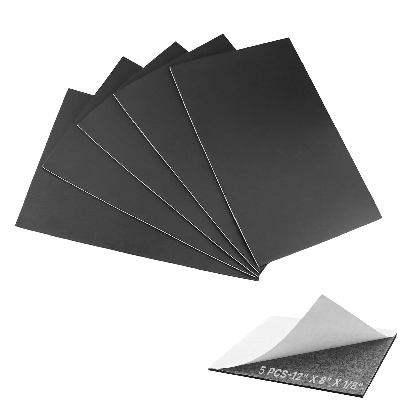 Photo 1 of Storystore 5 Pcs Foam Padding Sheets - 12" x 8" x 1/8" Self Adhesive Closed Cell Foam Neoprene Rubber Sheets Insulation Anti Vibration Rubber Pads with Adhesive, Black
