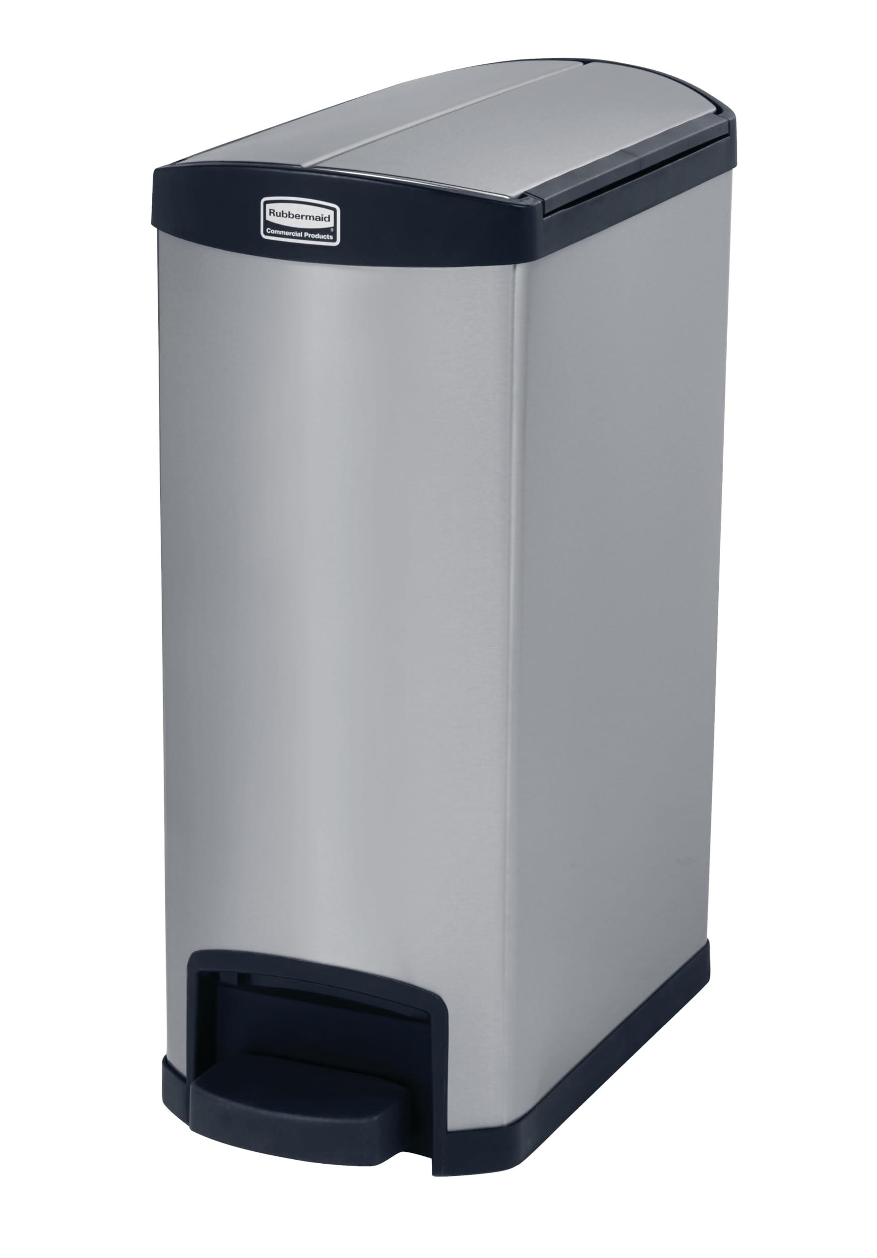 Rubbermaid Commercial Products Slim Jim Step-on Metal End Step Waste Receptacle Bin 50 Litre Black 1901993