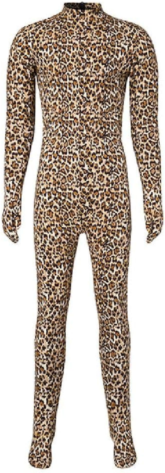 Men Pajamas Jumpsuit Leopard Print Homewear Long Sleeve Fitness Zipper