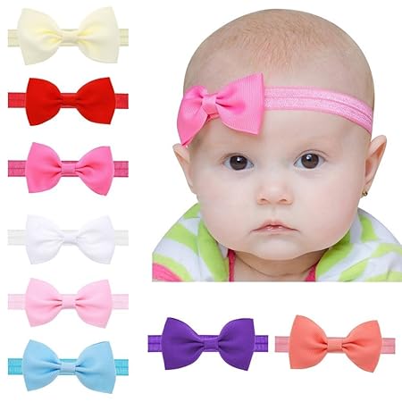 EROSPA® Stirnband mit Schleife für Baby Kleinkind Haarband elastisch Bowknot Fotografie Taufe Geschenk Schmuck - Unisex (Beig