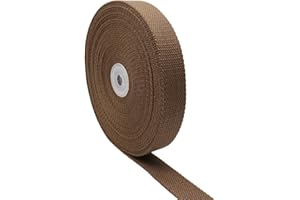 LULIZZIE Heavy Cotton Webbing 1 Inch Wide 10 Yard Polyester Cotton Webbing Strap for Webbing Bag Handles, Bag Strap,Tote Bag Webbing，Cloth Belt,Making Outdoor Supplies (Brown)