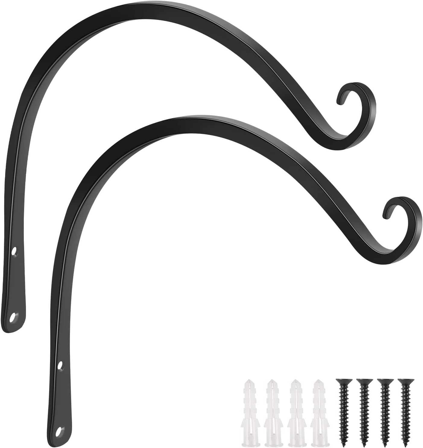 Outdoor Hanging Brackets - FEED GARDEN 2 Pack 14 Inch Hanging Plant Bracket Wall Hooks Decorative Plant Hangers for Outdoor Hanging Bird Feeders, Wind Chimes, Plant Baskets, Black