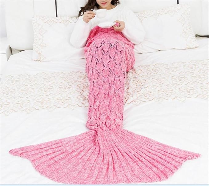 Amazon.com: L&T STAR Mermaid Tail Blanket Fish Scale Knit ...