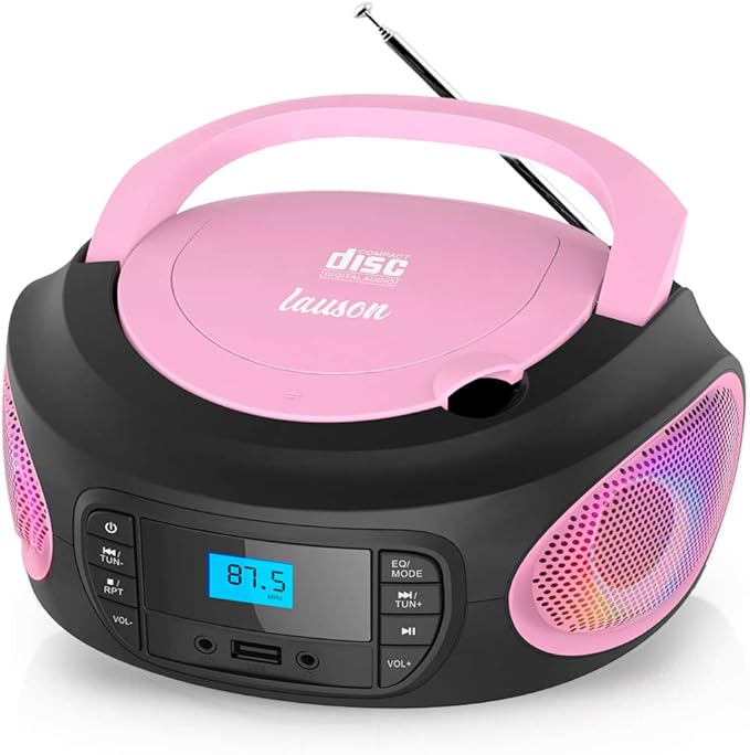 Appareil Mp3 Disque Ou Cassette Pour La Musique Lauson LLB999 Lecteur de CD Portable avec Lumières LED Multicolores