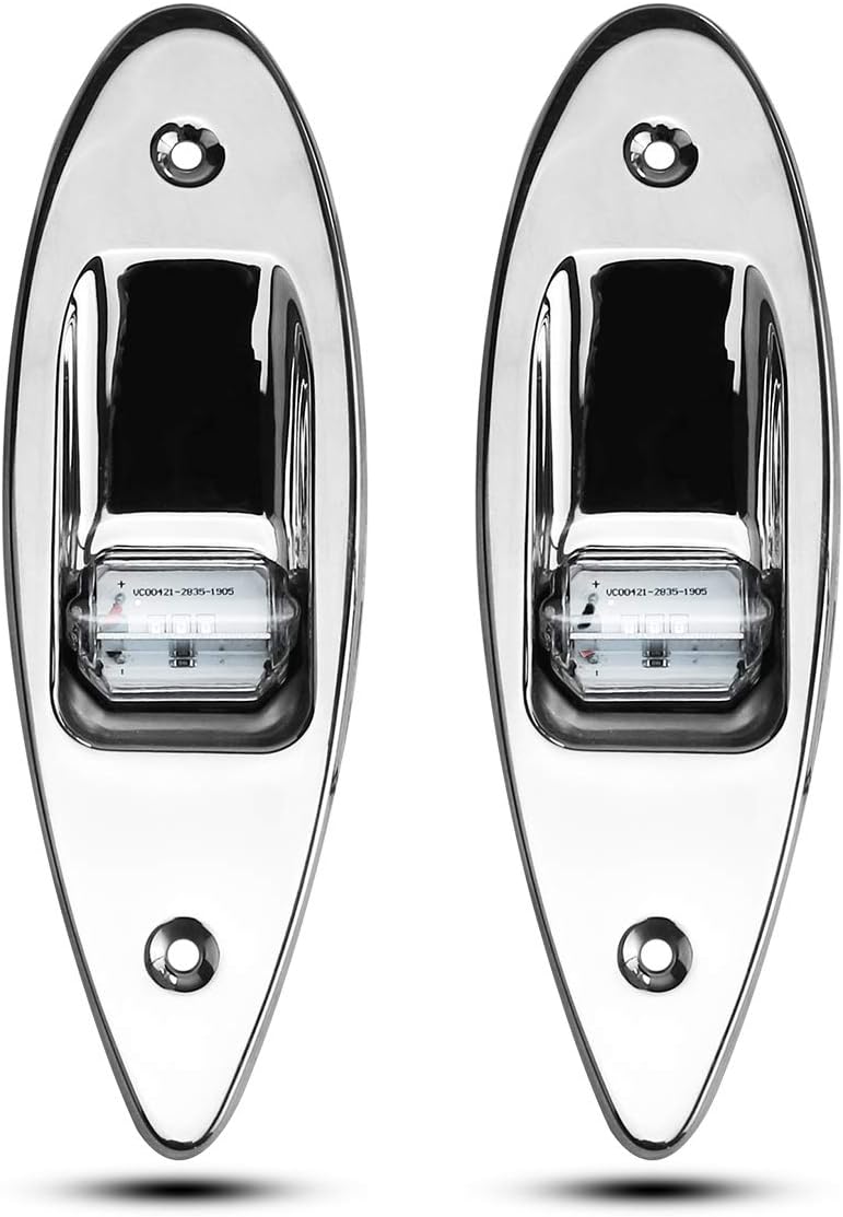 LED Navigation Side Lights,Marine Boat Stainless Steel Flush Mount Waterproof Light 12V, Teardrop Bow Lights,LED Bow Navigation Lights Pontoons Sailing Signal Lights,Red and Green - 1Pair: Automotive