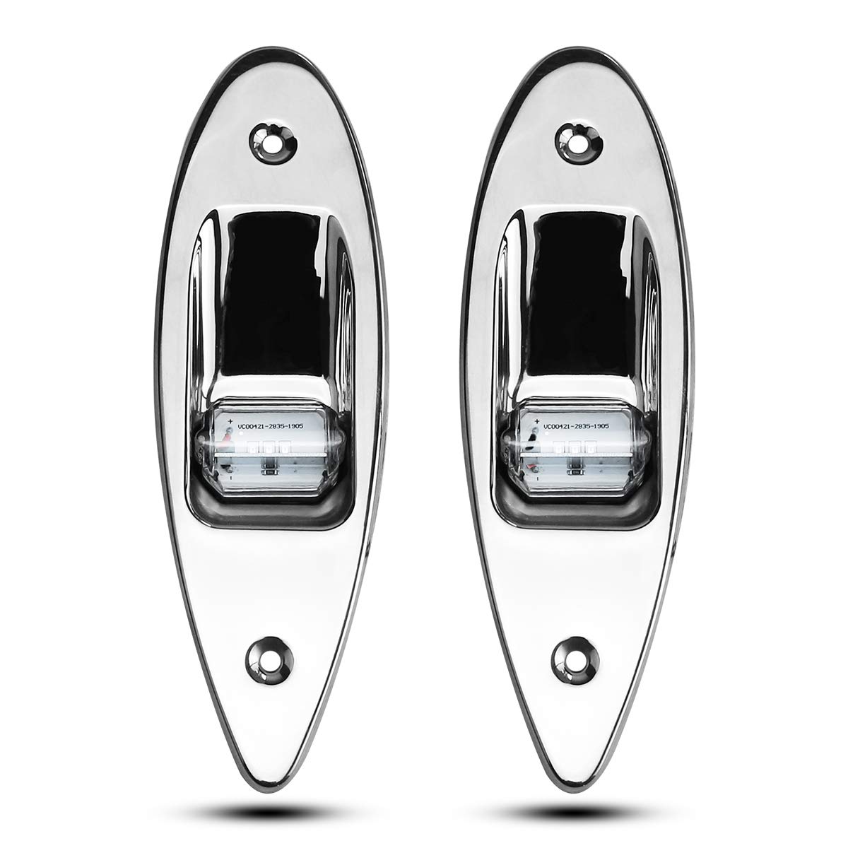 TIKSCIENCE LED Navigation Side Lights,Marine Boat Stainless Steel Flush Mount Waterproof Light 12V, Teardrop Bow Lights,LED Bow Navigation Lights Pontoons Sailing Signal Lights,Red and Green - 1Pair