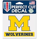 NCAA University of Michigan WCR38151014 Perfect Cut Color Decal, 4.5" x 5.75",yellow