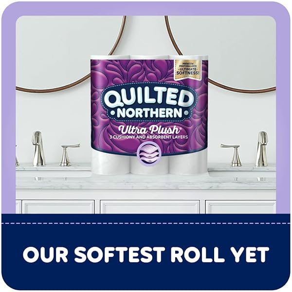 QUILTED NORTHERN ULTRA PLUSH® TOILET PAPER, 3-PLY BATH TISSUE WHITE, (PACK OF 1, 8 COUNT TOTAL)