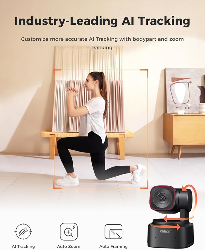 Tiny 2 Lite 4K Webcam con Tracciamento IA e PTZ per PC