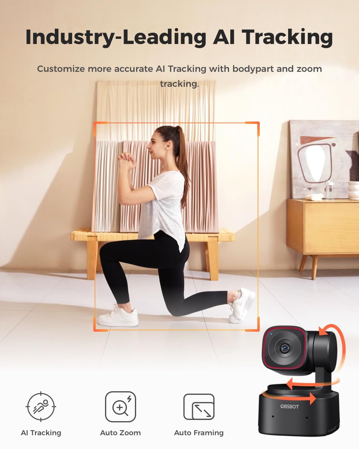 OBSBOT Tiny 2 Lite 4K Webcam for PC, AI Tracking PTZ Streaming Camera with 1/2