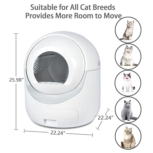 Extra Large Self Cleaning Cat Litter Box 80L with APP Control