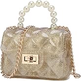 FONETTOS Mini Jelly Purse, Girls Mini Bag Children Small Crossbody Purse Kid with Gold Chain
