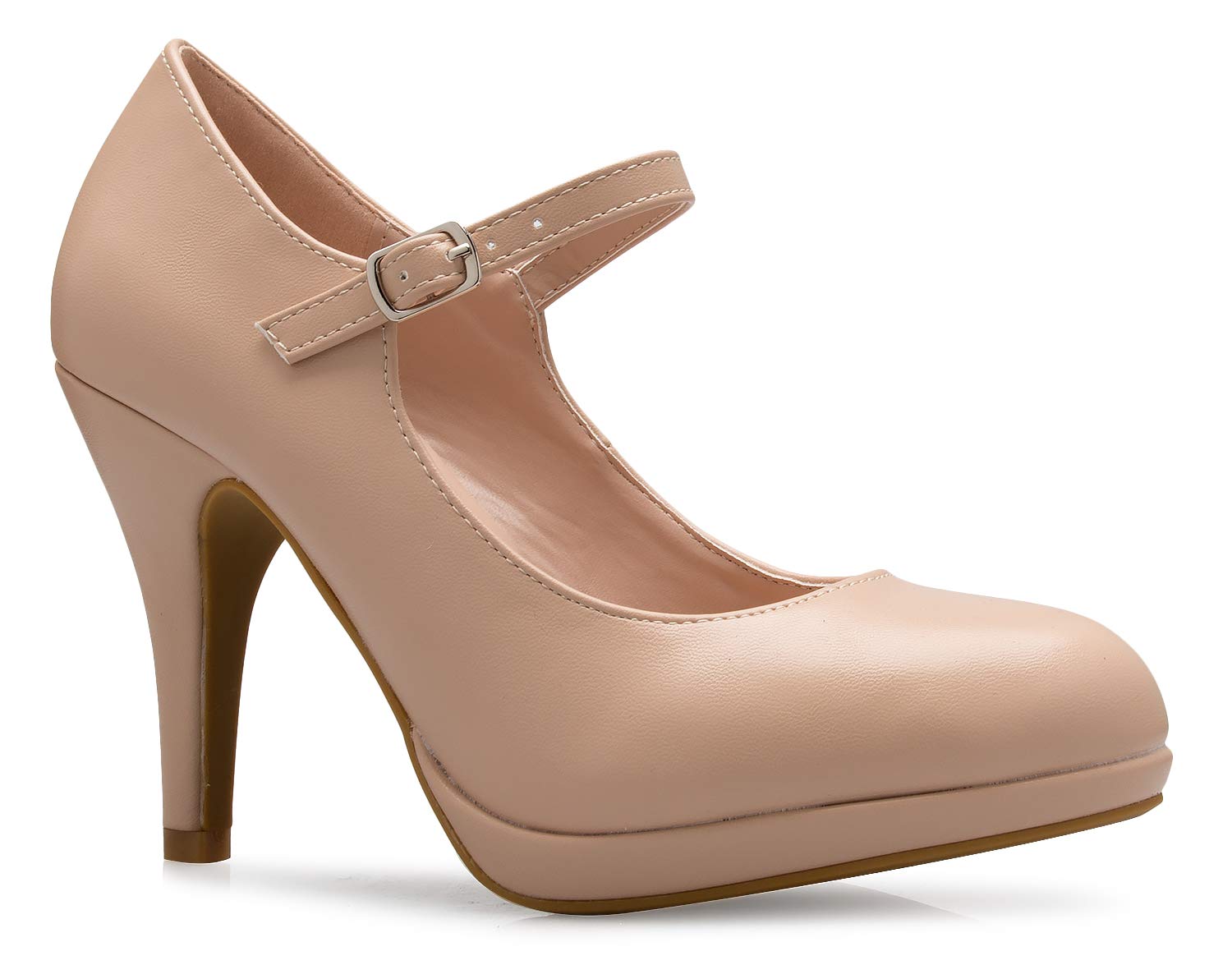 Olivia K Women's Mary Jane High Heel - Cute Round Toe Block Heel - Classic Comfortable Easy Dress Shoe