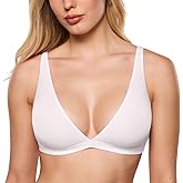 INLYRIC Women's Inbarely Soft Plunge Bralette - Deep V Unlined Triangle No Padding No Underwire Sexy Comfort Sleep Bra