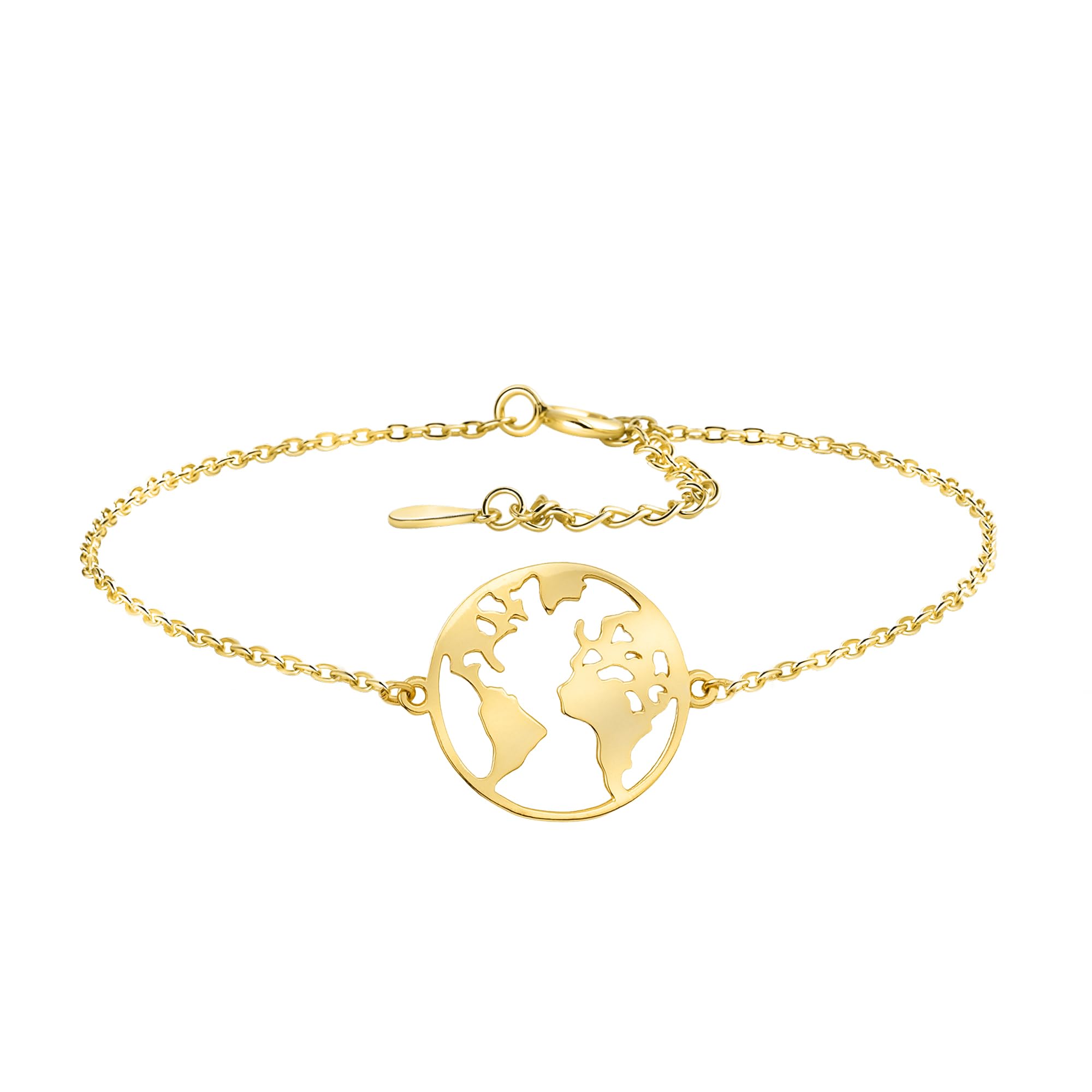 Sofia Milani - Women's Bracelet 925 Silver - Gold Plated - Global Wold Map Pendant - 30208
