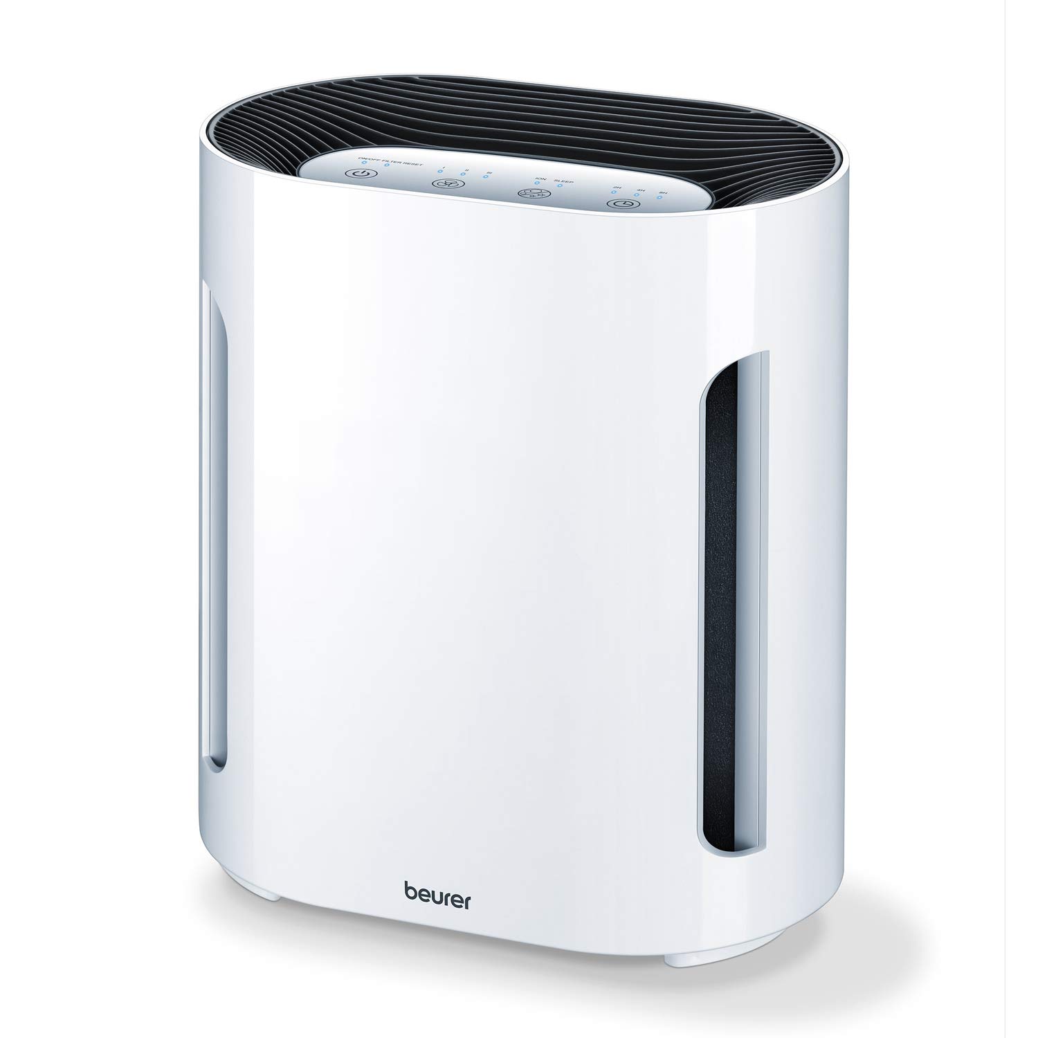 Beurer LR200UK Compact Air Purifier with Ion Technology . For a healthy ambient air . With night-mode and auto shut-off - quiet and energy-saving . Air cleaning using a three-layered filter system