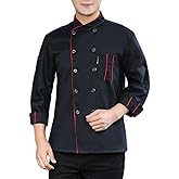 Unisex Chef Coat for Men Long Sleeves Solid Chef Jacket Hotel Restaurant Work Shirt Uniform