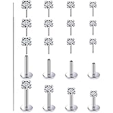 Qiwnswoy 20G 18G 16G Threadless Push in Nose Rings Flat Back Earrings Stud Surgical Steel Lip Ring Tragus Cartilage Conch Helix Earrings Medusa Labret Snake Bites Piercing Jewelry for Women Men