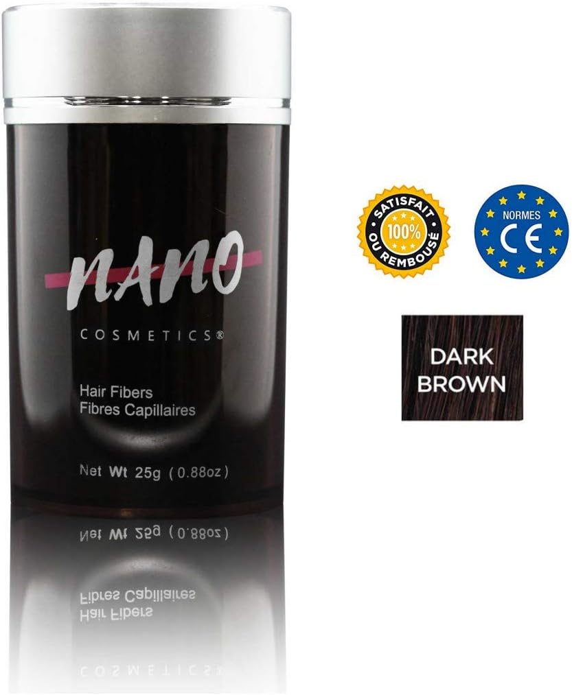 Keratin Densifying powder for Hair & Beard | NANO Cosmetics ® Keratin Hair Fibers 25g | ANTI BALDNESS & ALOPECIA | 100% Natural | Men & Women (25g, Dark brown)
