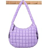 Quilted Puffer Tote Bag Puffy Crossbody Shoulder Bag with Zipper, Nylon Hobo Handbag Travel Carryall Bags for Women Girls