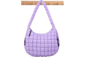 IQIMOTT Quilted Puffer Tote Bag Large Crossbody Shoulder Bag with Zipper, Nylon Bubble Hobo Handbag Carryall Bag for Women