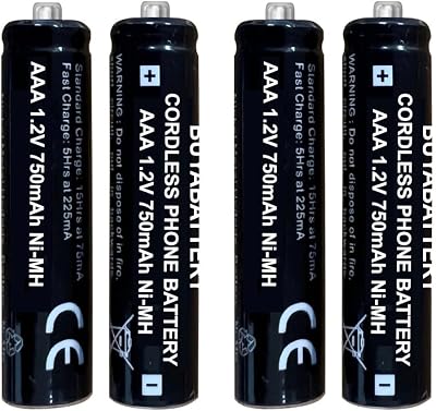 Soluminate 4 x AAA Rechargeable Batteries 750mAh 1.2V NiMH for BT Siemens