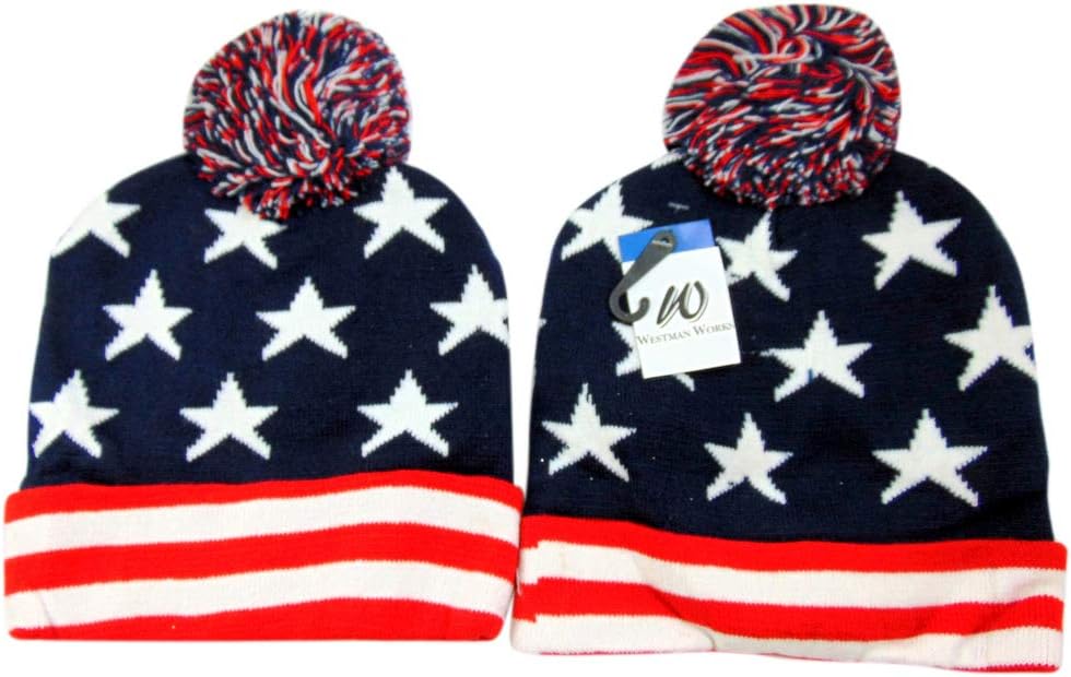red white and blue winter hats