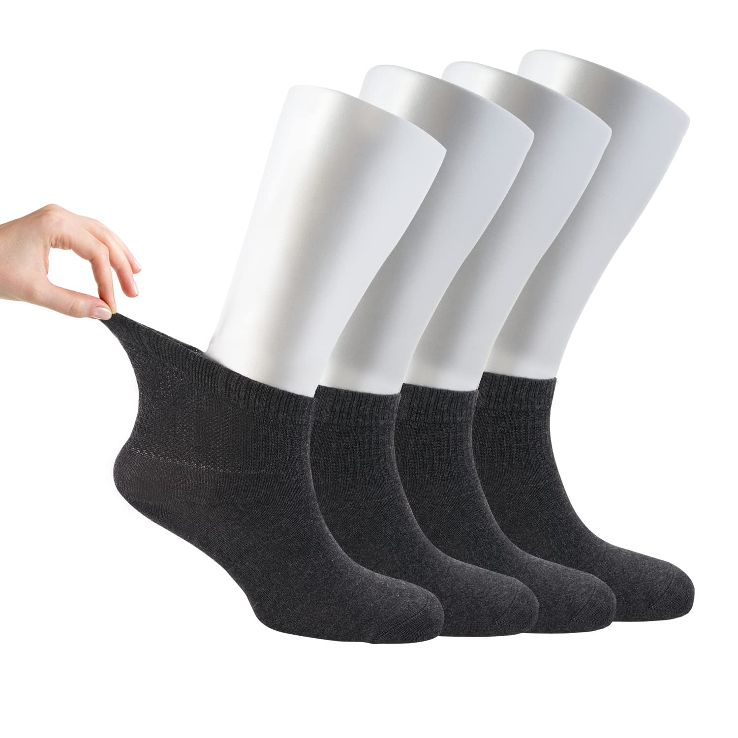 Cosyfeel® Women Loose Diabetic Socks | 4-Pack Neuropathy Ankle Socks for Ladies | Super Soft Eco-Friendly Bamboo Material | Durable with Seamless Toe | Multicolour Patterns | 4 Seasons