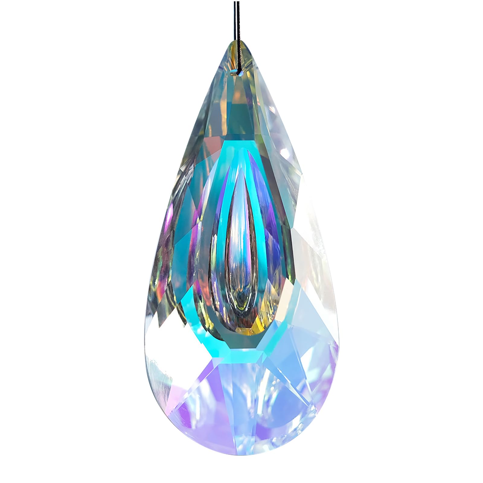 Crystal Hanging Window Colorful Faceted Crystal Prism Concave Teardrop Suncatcher Rainbow Maker Glass Decoration Pendant Ornament