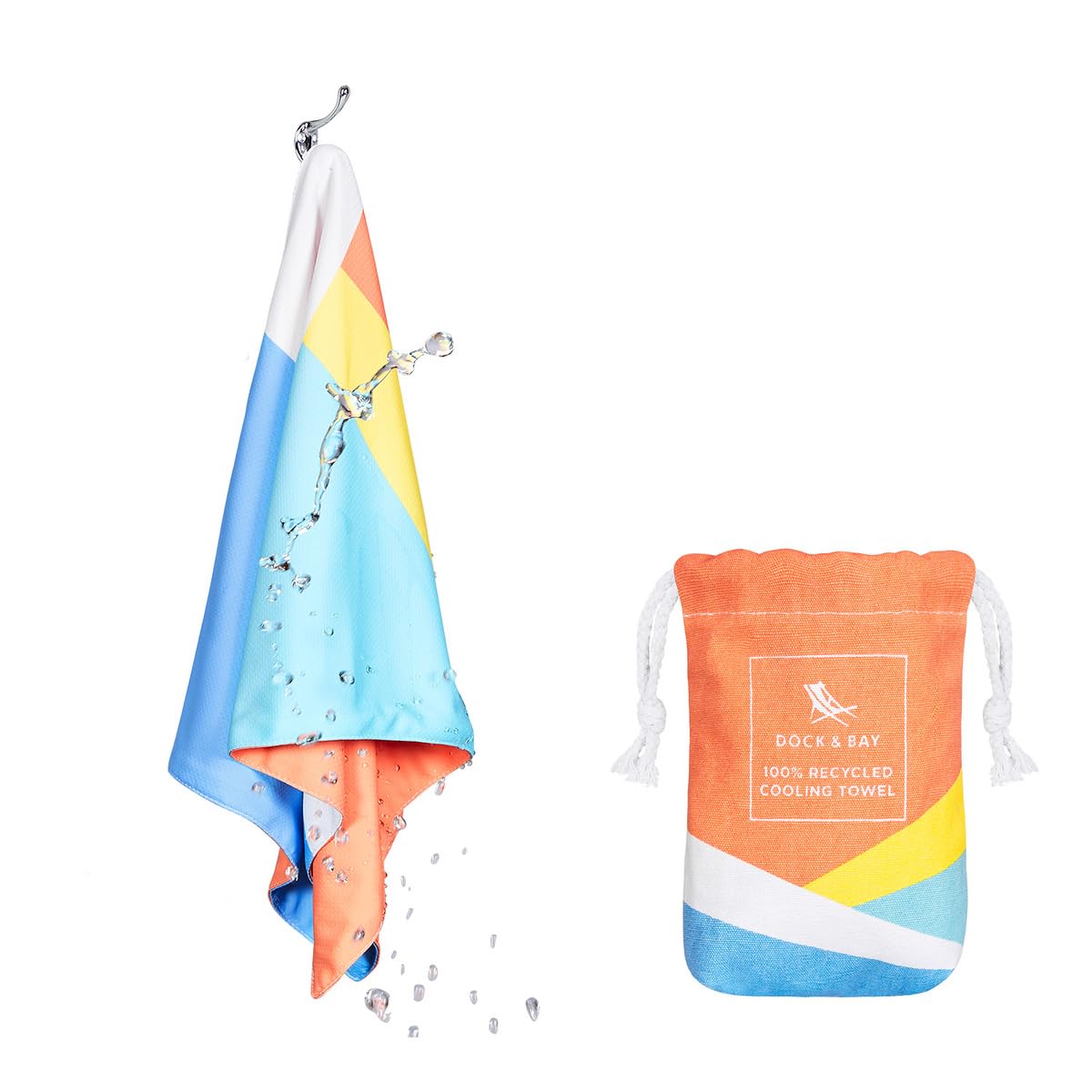 Dock & Bay QuickCool Cooling Towel - For Workouts & Sports - Cools to 15°C - Includes Bag - 25" x 12"/ 63x29cm - Go Faster - Tempo Brights