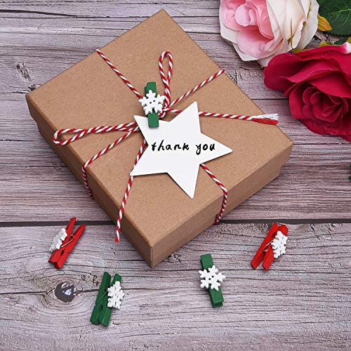 Livder Christmas Clips, 100 Pieces Snowflake Wooden Clothespins Red Green Pegs for Christmas Party Decorations