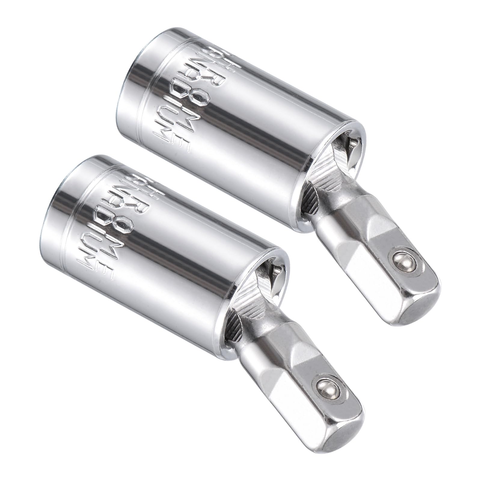 CoCud Universal Joint Socket, 1/4" Drive 45mm Length, CR-V Ball Spring Design Omnipotent Steering Swivel Socket Adapter - (Applications: for Automotive Machinery Repairs), 2-Pieces