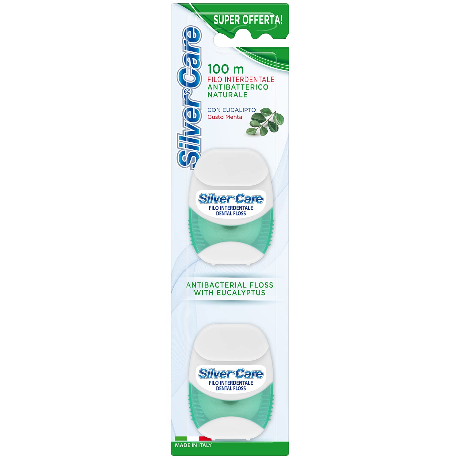Dental Floss Silver Care, Fluorine and Contains Silver Nitrate Anti Bacterial - 100 m