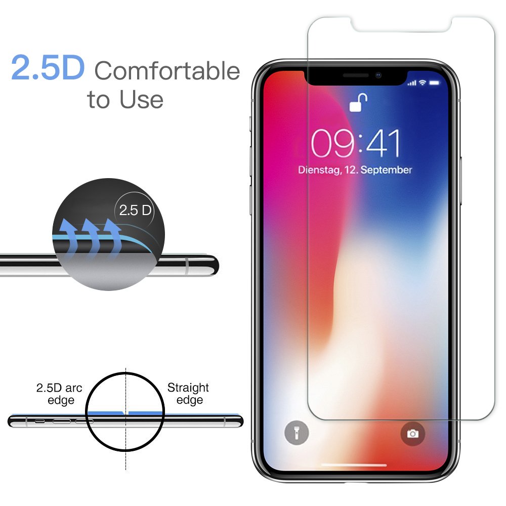 Panzerglas Schutzfolie für iPhone X - [2 Stück]Senisttech iPhone X Panzerglasfolie - 9H Härte Displayschutzfolie, Ultra Kristallklar 99% Transparenz-Schutz vor Kratzen, Öl, Bläschen