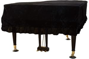 ESYUEL Pleuche Grand Piano Cover Bordered Dust Protective Cover Cloth 62.9 x 59 x 20.48in (160cm/62.9in, Black)