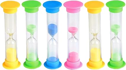 Amazon.com: 3 minutos arena temporizadores 6 piezas con arena blanca, reloj de arena, temporizador de reloj de arena – Para los niños, jugar, juegos, ejercicio, Cepillar los Dientes, Premio, Party Favor – por