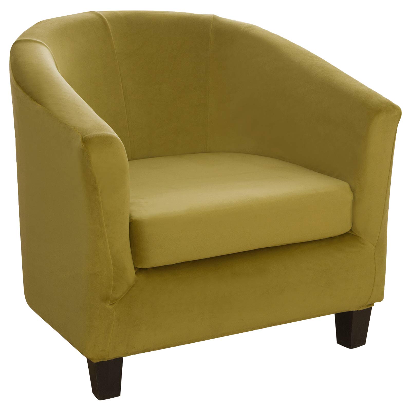 OKYUK 2 Pieces Tub Chair Covers, Stretch Velvet Tub Chair Slipcover For Armchair Covers, Removable Washable Furniture Protector Sofa Couch Cover For Dining Living Room Reception - Grass Green