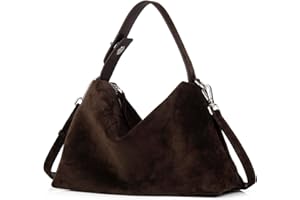 DONNAIN Premium Suede Leather Crossbody Bags for Women, Slouchy Suede Shoulder Bag with Adjustable Strap and Tote Handbag