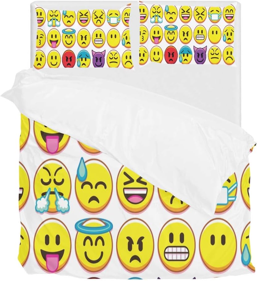 Cooper girl Cute Emoji Duvet Cover Set Twin Soft Microfiber Polyester 1 Duvet Cover and 1 Pillow Sham Two Piece